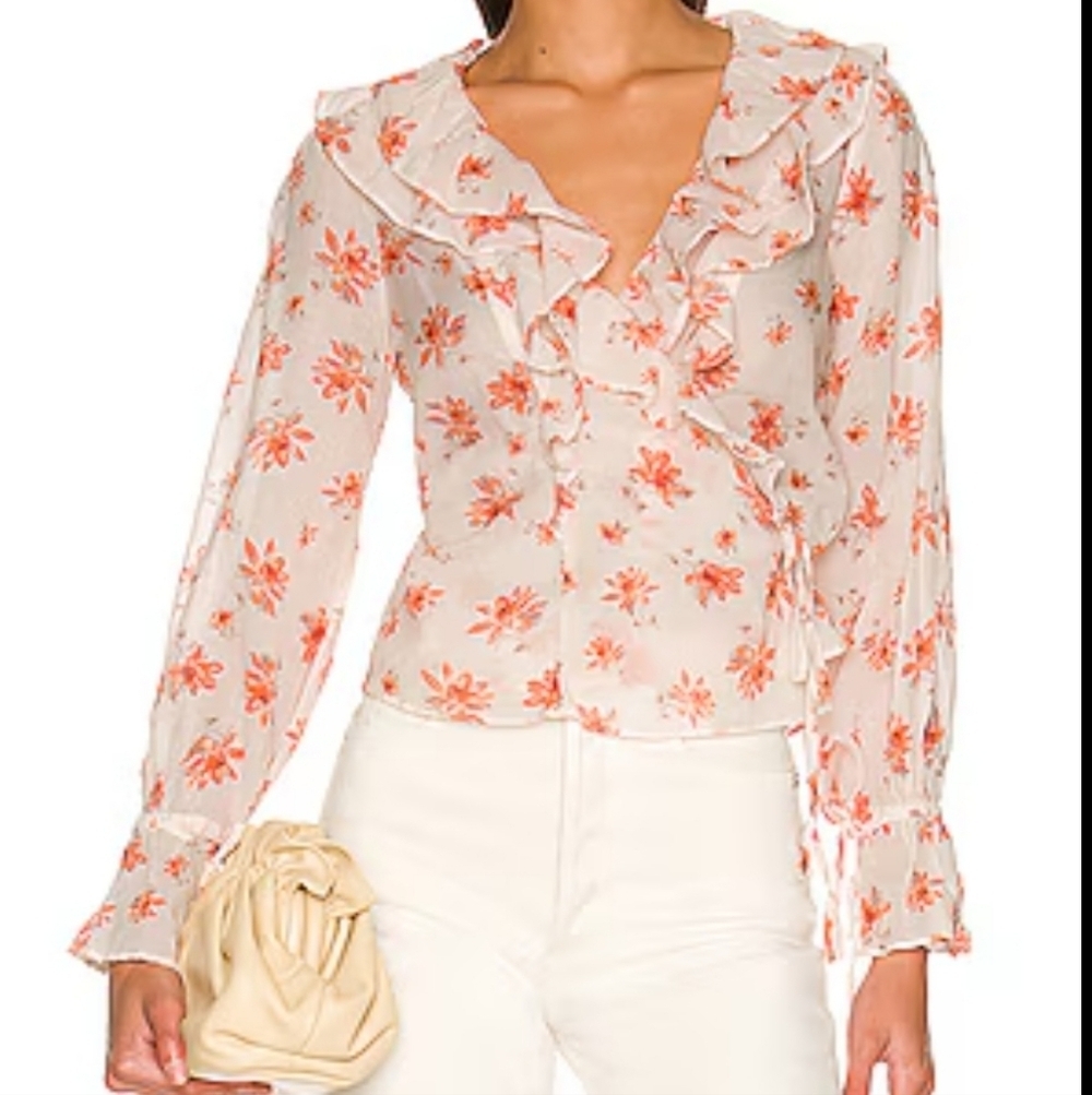 Free People Amanda Ruffle Wrap Top In Ivory Combo